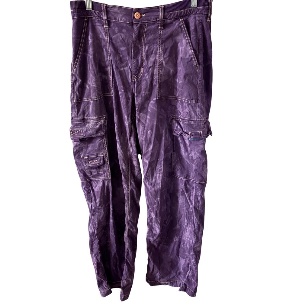 American Eagle Stretch Tie Dye Cargo Baggy Wide Leg Pant 8 Women’s Purple